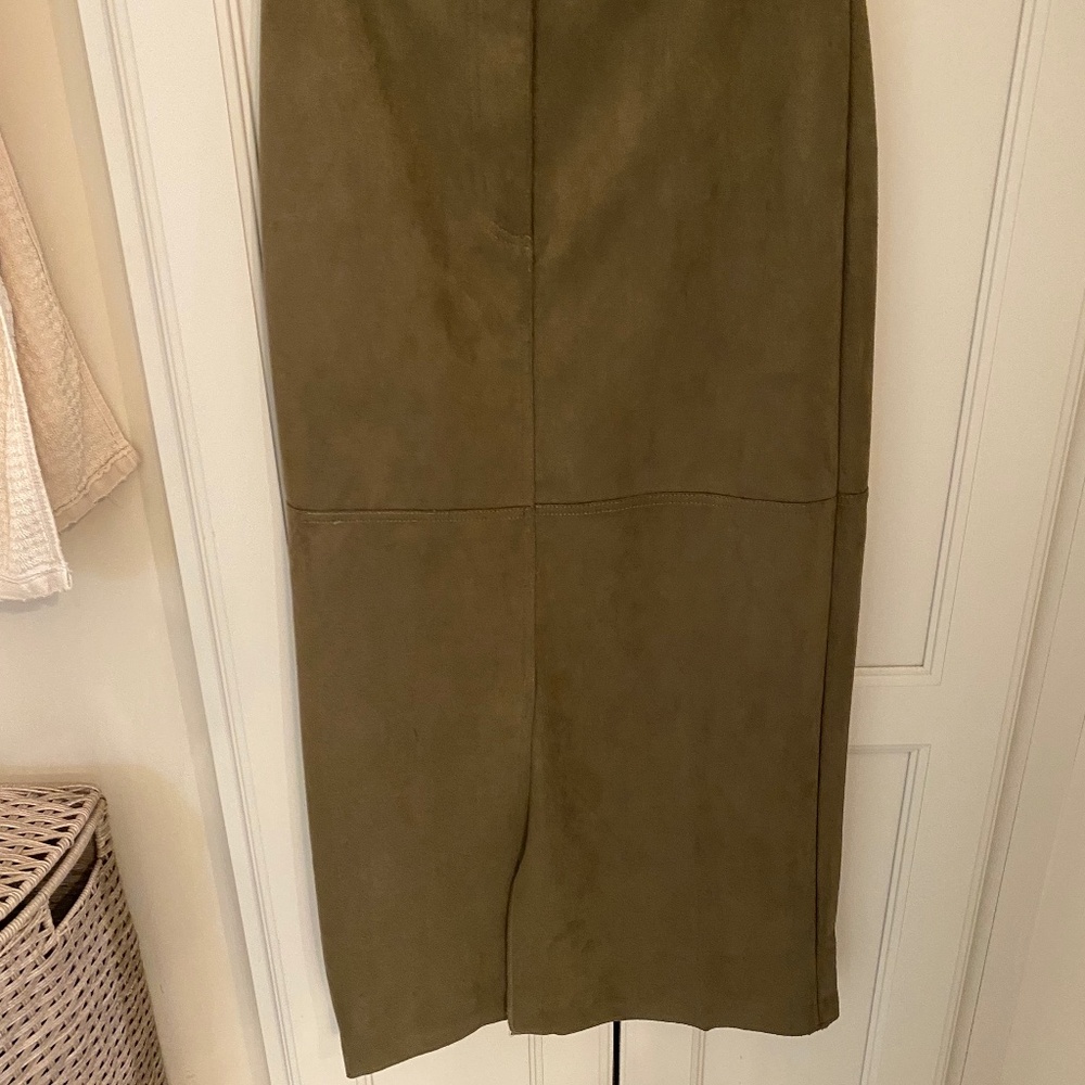 THML Olive Faux Suede Pencil Skirt